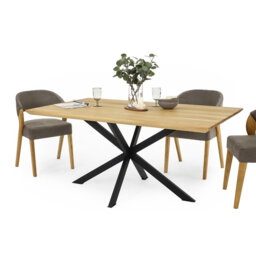 Chabelli Oak Metal Base Dining Table