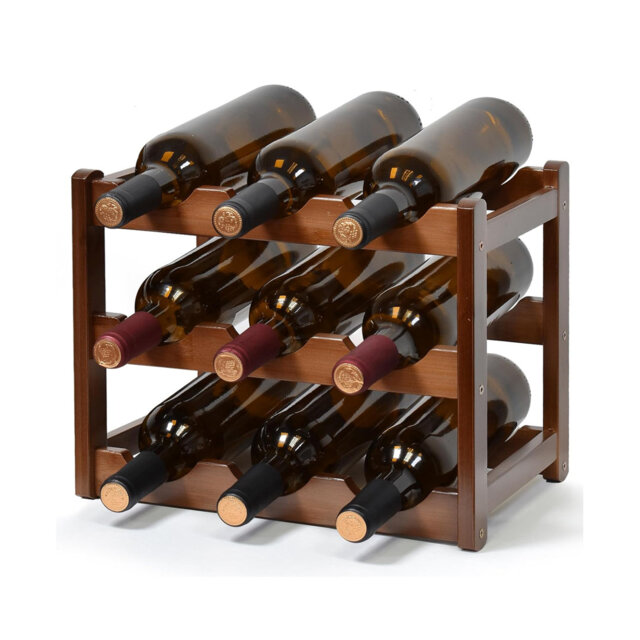 Epinal Floor Wine Bottle & Glass Rack Brown