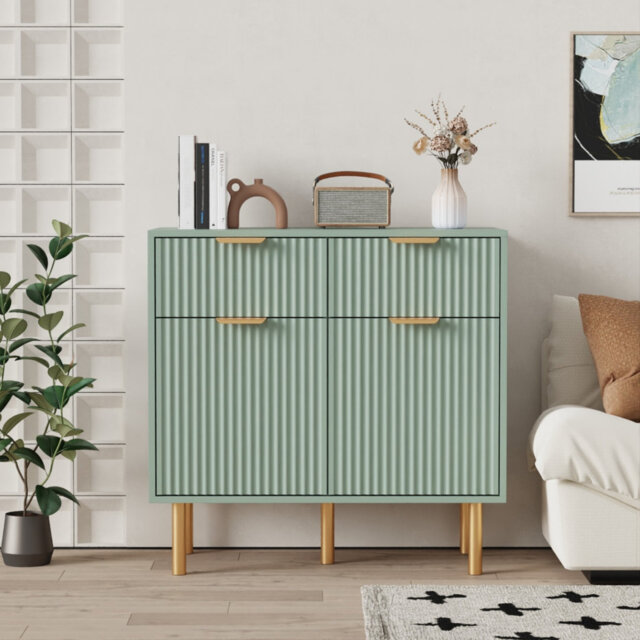2 Door 2 Drawer Buffet Cabinet,Accent Storage Sideboard Cabinet,Freestanding Organiser Unit For Living Room,Bedroom,Hallway
