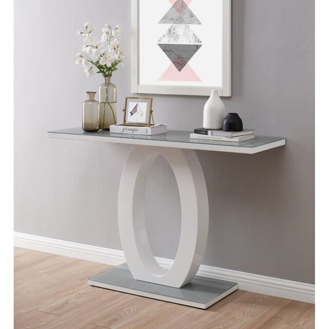 Reculver High Gloss and Glass Topped Console Table - Halo Design Hallway Table