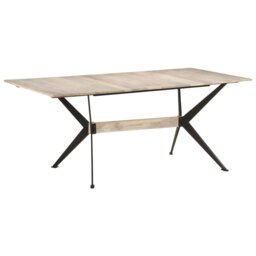 Khaleesi Solid Wood Top Metal Base Dining Table