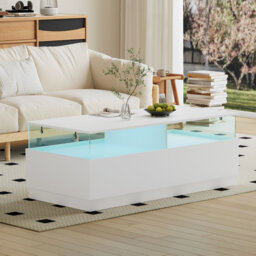 Acrylic Storage Rectangular Small Coffee Table With Led Light