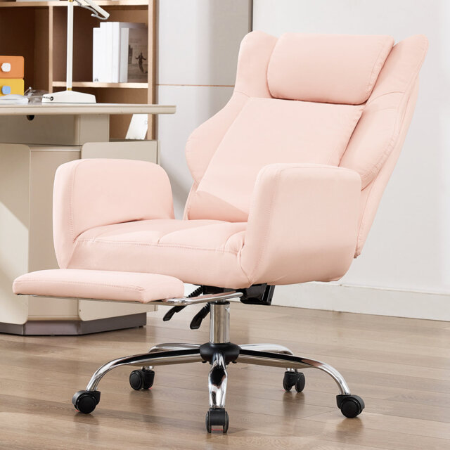 Seaberg Ergonomic PU Leather Office Chair with 3D Kneading Massage, Adjustable Backrest (90°-135°), Folding Armrest, Telescopic Footrest, 360° Swivel