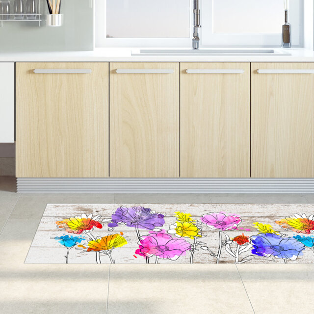 Furnell Floral Machine Woven Beige Area Rug