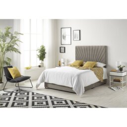 SantaMarina Tweed Fabric Divan Bed with Open Coil Memory Foam Mattress No Headboard