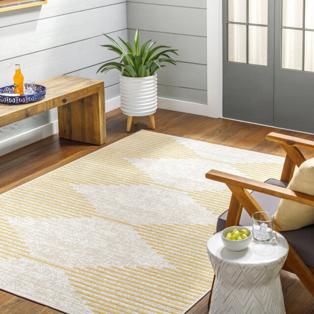 Marion Indoor & Outdoor Boho Saffron Grey Rug