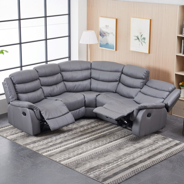 Lotus 6 Seater Faux Leather Reclining Corner Sofa