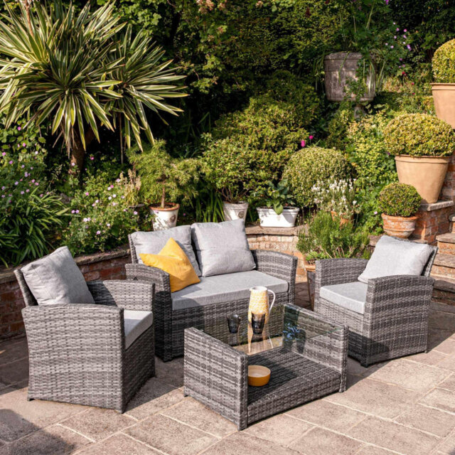 Colvin All Weather Wicker/Rattan 4 - Person with Cushions & Parasol