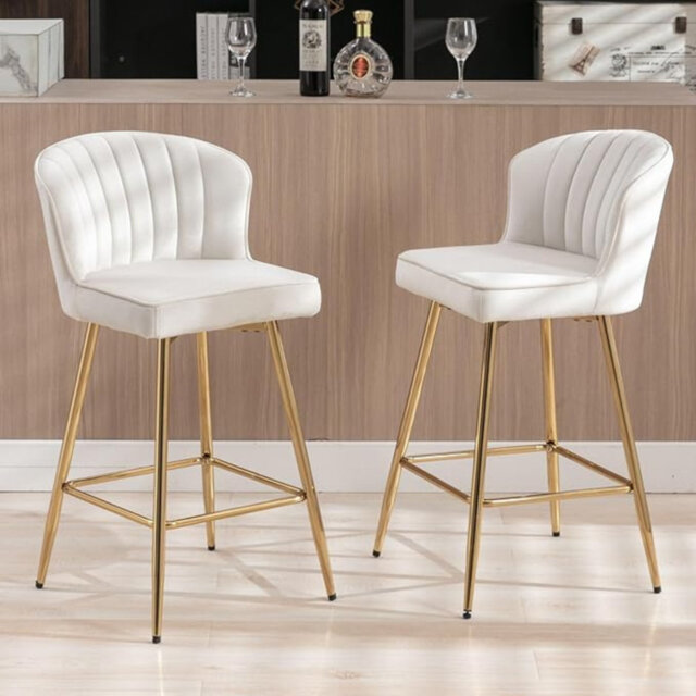 Upholstered Counter Stool with Metal Frame