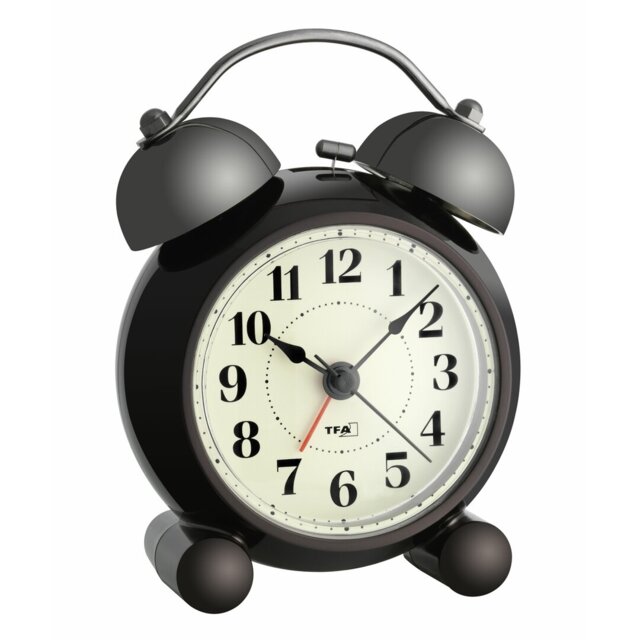 Analogue Metal Quartz Movement / Crystal Alarm Tabletop Clock in Black