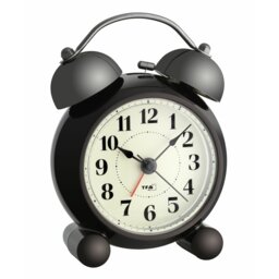 Analogue Metal Quartz Movement / Crystal Alarm Tabletop Clock in Black