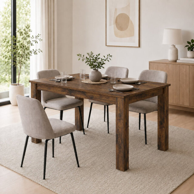 Melamine Dining Table with Chunky Legs for Kitchen Dining Room Furniture