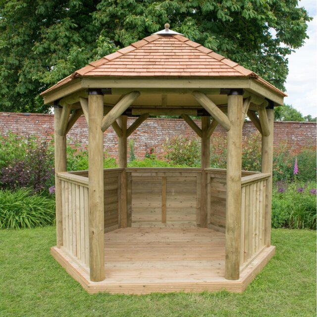 3.5 x 3m Wooden Gazebo with Cedar Roof with Installation Service