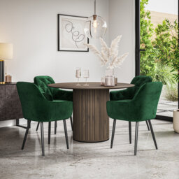 Arlo Black Table Top W Black Legs + Anika Velvet Dining Chair Green Set Of 4