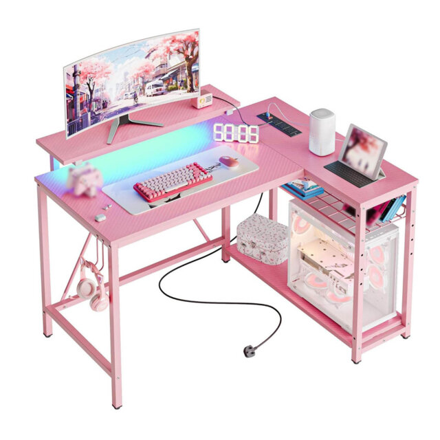 L-Shaped Metal Base Computer Desk