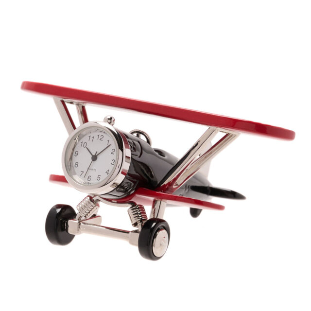 Burtundy Analogue Metal Quartz Movement / Crystal Tabletop Clock in Red/Silver/Black