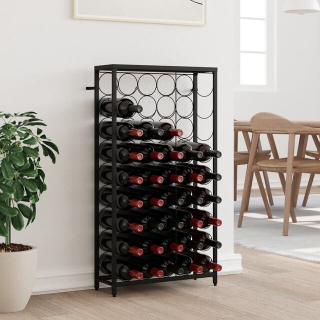 Markwart Wine Rack for 45 Bottles Black 54x18x100 cm Wrought Iron