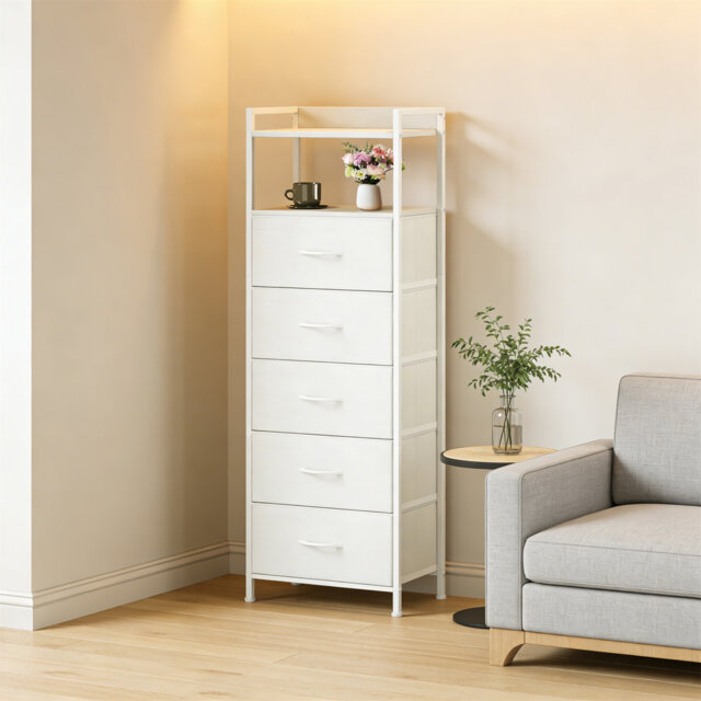 Tall 5-Drawer Chest Of Drawers With Fabric Drawers - Multi-Scene Storage Unit
