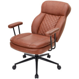 Ergonomic Office Chair, High Back Home Computer Desk Chair, PU Leather Removable Armrests, Height Ad