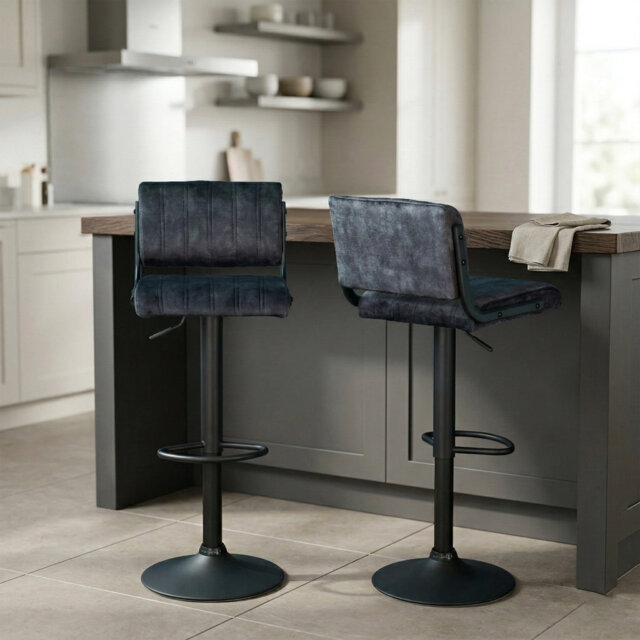 Swivel Upholstered Adjustable Height Counter Stool with Metal Frame