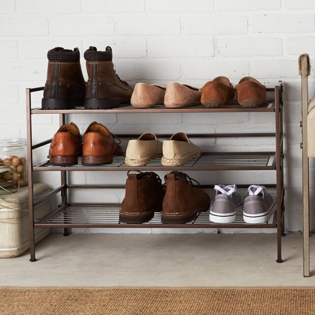 3-Tier Shoe Rack Organiser,Holds 9-Pair, Space-Saving,Sleek, Durable Design,Brown