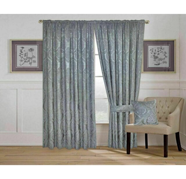 Pair of Jacquard Eyelet Ring-Top Curtains – Fully Lined – Available in Multiple Sizes