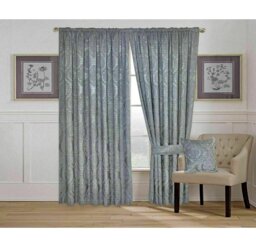 Pair of Jacquard Eyelet Ring-Top Curtains – Fully Lined – Available in Multiple Sizes