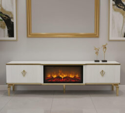 Realistic Flame Effect TV Unit - Realistic Fire Effect TV Cabinet - Fire Insert TV Stand 160x40x50cm - Remote controlled fireplace effect TV unit