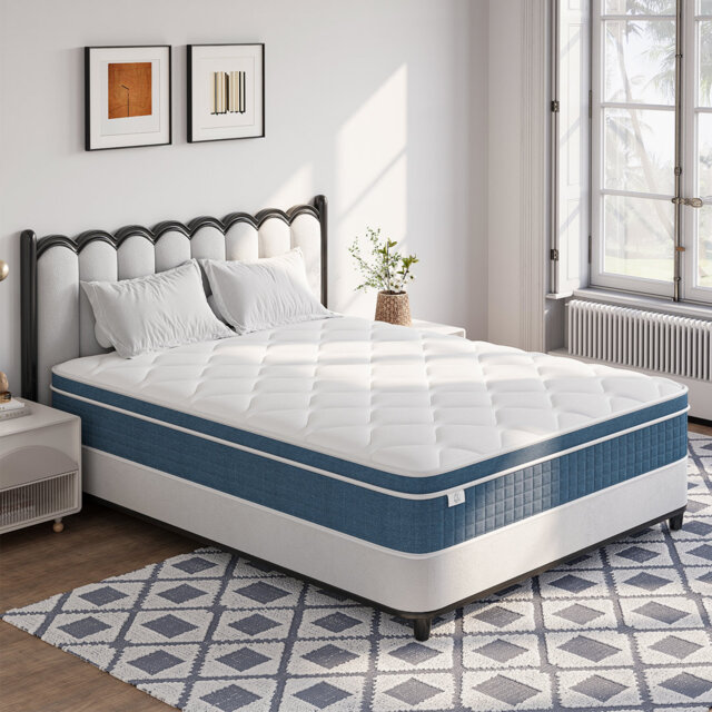 White Noise Blue 27cm Thick Medium-Hard Pocket Spring Mattress with Memory Foam
