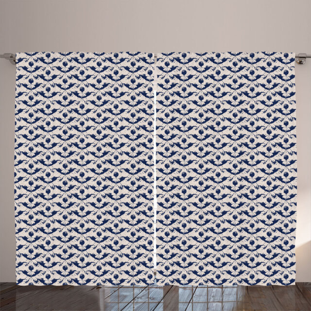 Rustic curtain, art fashion, hipster motifs, abstract, night blue pearl