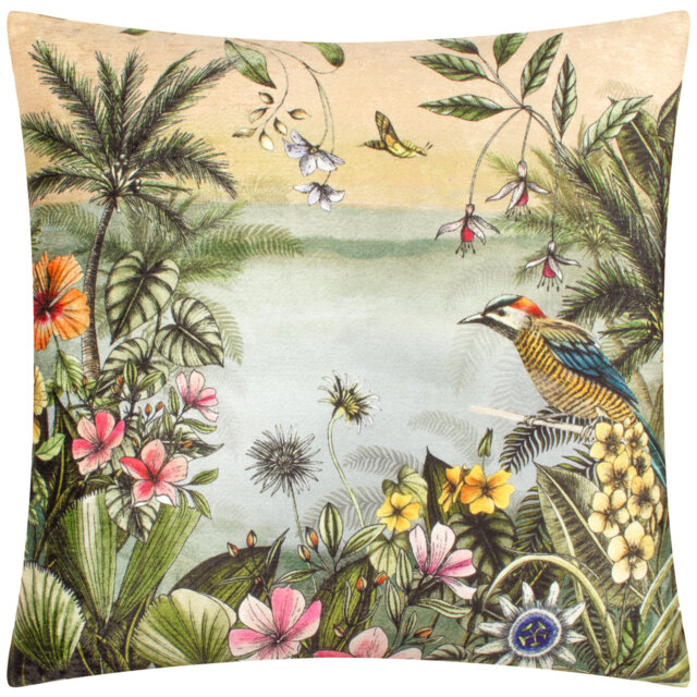 Leilani Floral Green Square Cushion