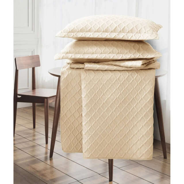 Polyester Solid Colour Bedspread with Pillow Shams Included