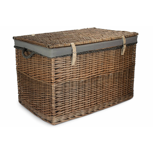 Fleur De Lis Wicker Storage Hamper Basket with Lining