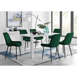 Pivero 6 Grey Dining Table And 6 Blue Pesaro Black Leg Chairs