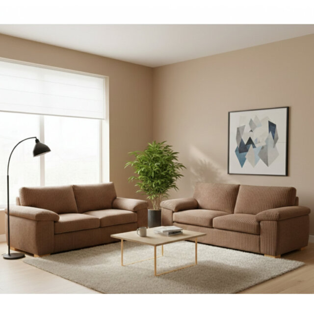 Modern Amalfi Design 3 And  2 Seater 2  Piece Sofa With Pillow Top On Arm For Living Room