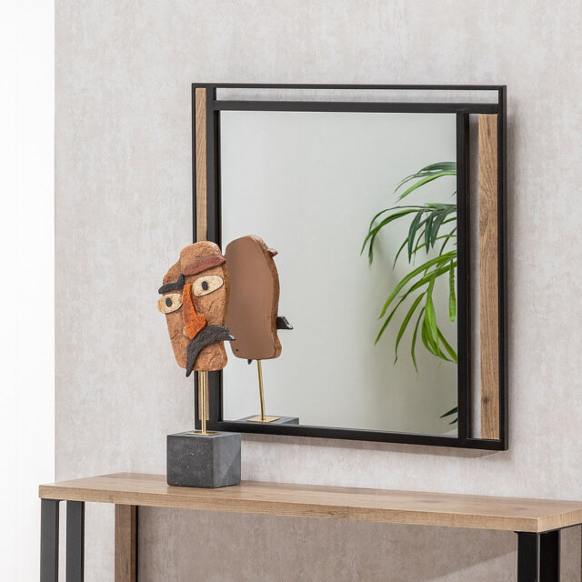 Klingler Metal Framed Wall Mounted Accent Mirror in Black/Brown