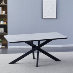 Henni Stone Top Metal Base Dining Table