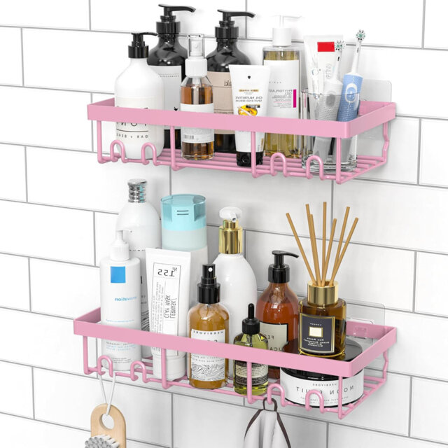 Shower Caddy Shelf Organiser 2 Pack, No Drill Shower Shelves,Self Adhesive Bathroom Storage