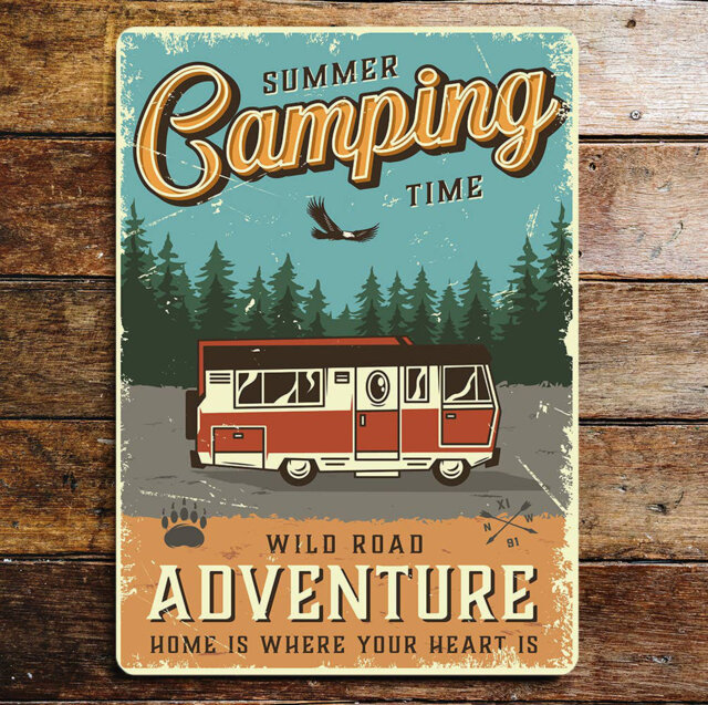 Camping Time Camper Adventure Metal Wall Décor