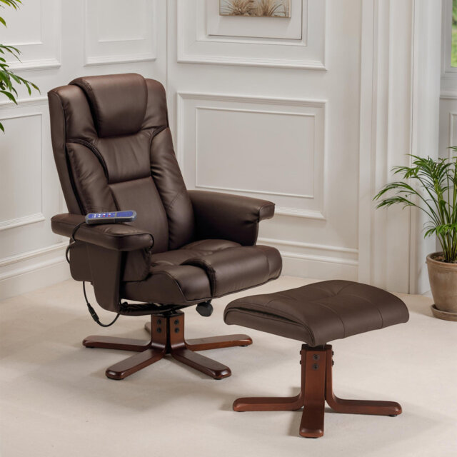 Outen Massage Manual Swivel Recliner with Footstool