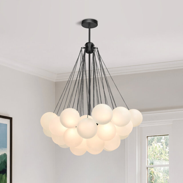 Aniston 1/3-Light Frosted Glass Bubble Globe Cluster Chandelier Kitchen Island Pendant Lamp