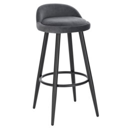 1 X Bar Stool Bistro Stool With Velvet Footrest Metal