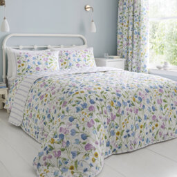 D & D Sweetpea Floral Bedspread Lilac