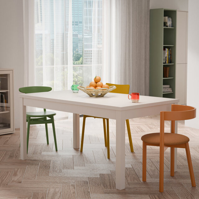 Rydar Modern minimalistic dining table, extendable up tp 207 cm, engineered wood, beige, 160.4 (207) cm W x 76.6 cm H x 90 cm D