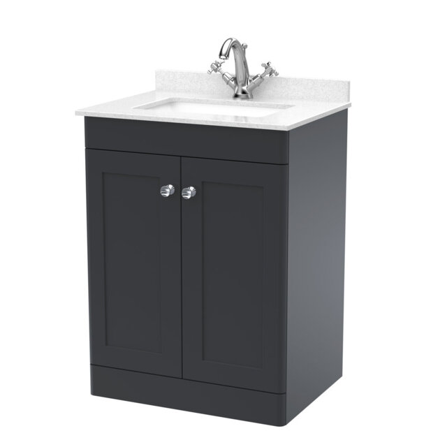 Classique 600mm Free-standing Single Bathroom Vanity with Marble Vanity Top