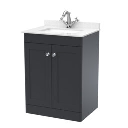 Classique 600mm Free-standing Single Bathroom Vanity with Marble Vanity Top