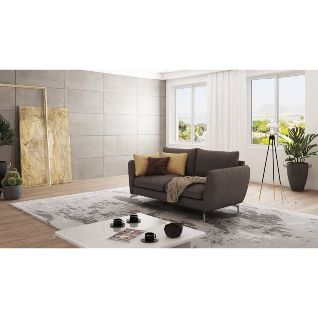 Modern Sofa 2 Seater  with Silver Metal Legs