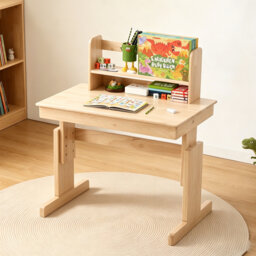 Solid Wood Study Desk With Desktop And Book Stand