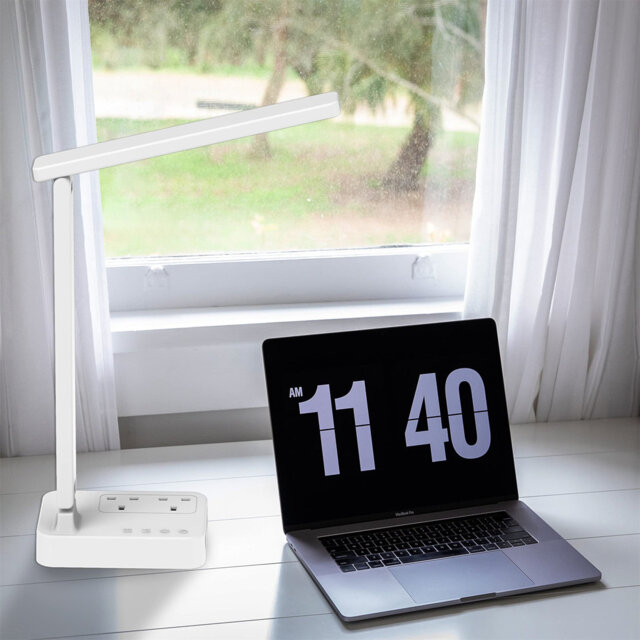 LED Desk Lamp, Desk Lamp With 1 USB Charging Port And 2-Way Socket, 3 Lighting Modes, 3 Levels Of Brightness, 1 Hour Timer, Touch Control