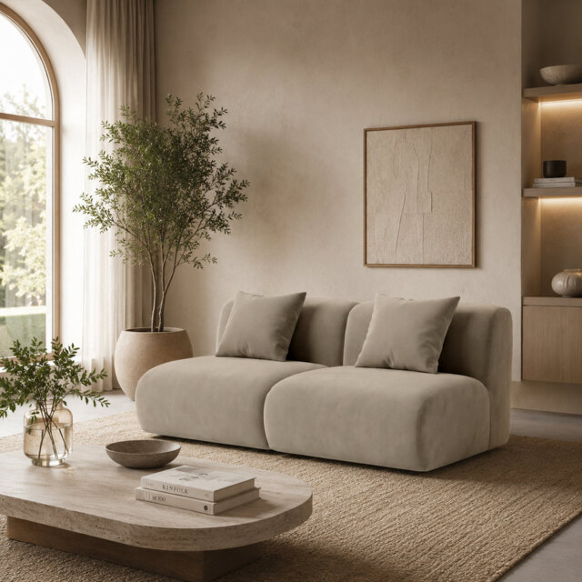 Luxe 2-Seater Modular Armless Sofa with Deep Seats and Scatter Cushions
